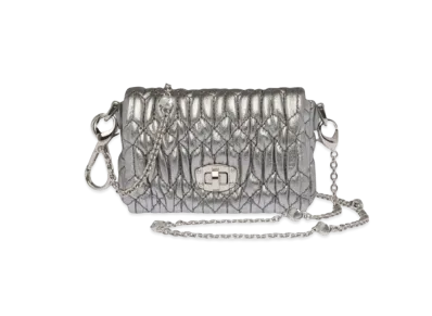 MIU MIU Miu Crystal Cra Keknopa Leather Mini Bag "Silver"