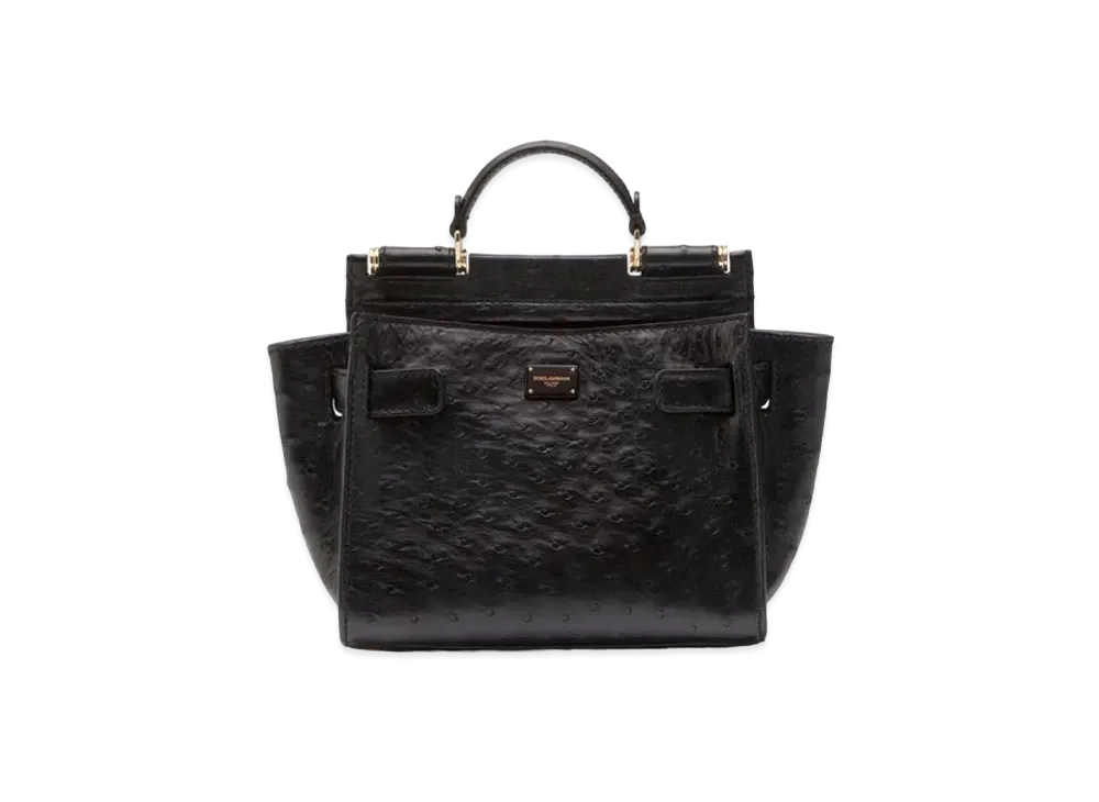 Dolce&Gabbana Sicily Soft Bag Small Ostrich "Black/Brown"