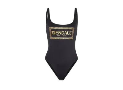 FENDI x Versace Fendace Logo Black Lycra Swimsuit "Black"