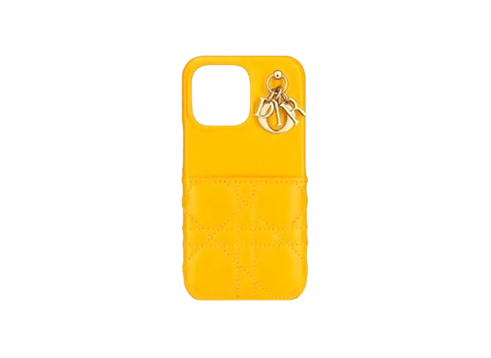 Dior Lady Dior iPhone 13Pro Case Cannage Lambskin "Sunny Yellow"