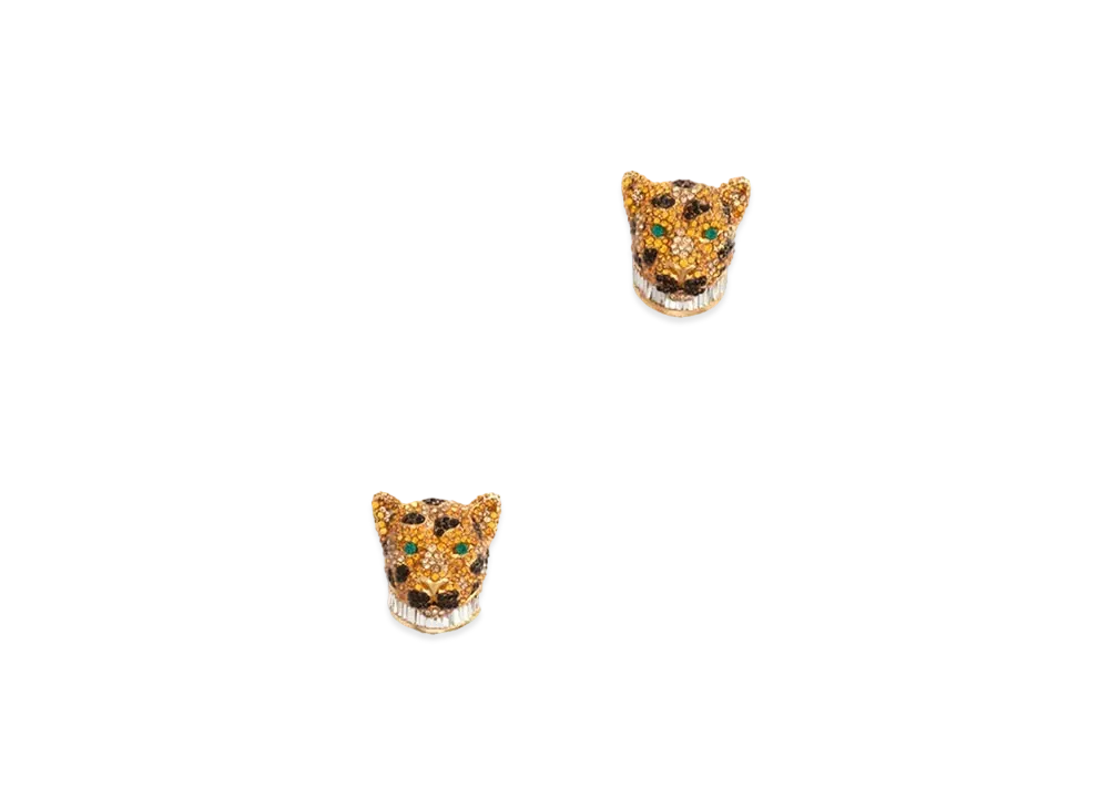 Dolce&Gabbana Clip-On Leopard Earrings In Crystal Pave "Gold"