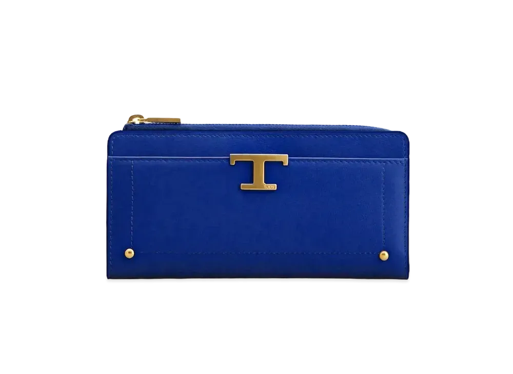 TOD'S T Timeles Leather Wallet "Blue"