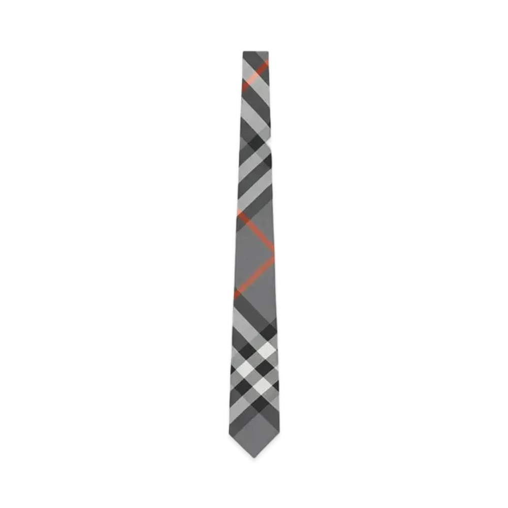Burberry Classic Cut Exaggerated Check Silk Tie "Flint Gray"