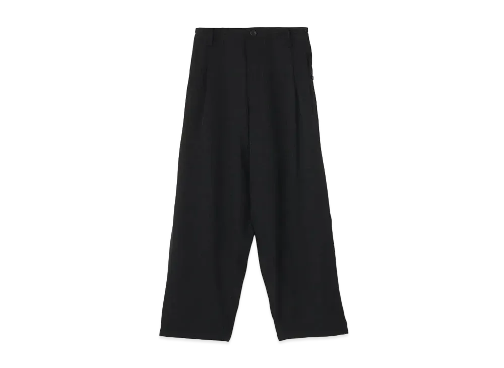 Yohji Yamamoto Pour Homme SIGNATURE EMBROIDERY 2TUCK STRING PANTS "Black"