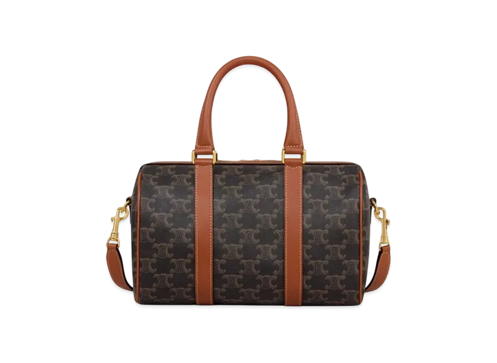 CELINE Medium Boston in Triomphe Canvas and Calfskin "Tan"