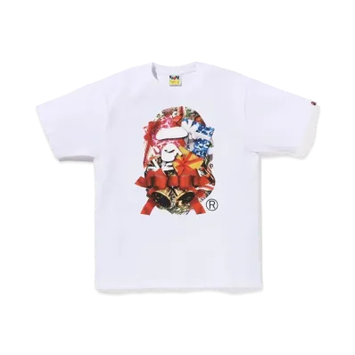 A BATHING APE Christmas Ape Head Tee "White"