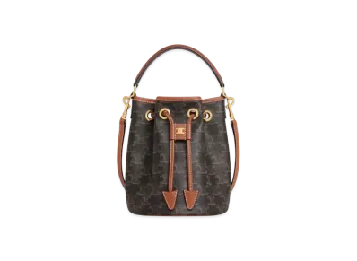 CELINE Teen Clara Bag in Triomphe Canvas and Calfskin "Tan"