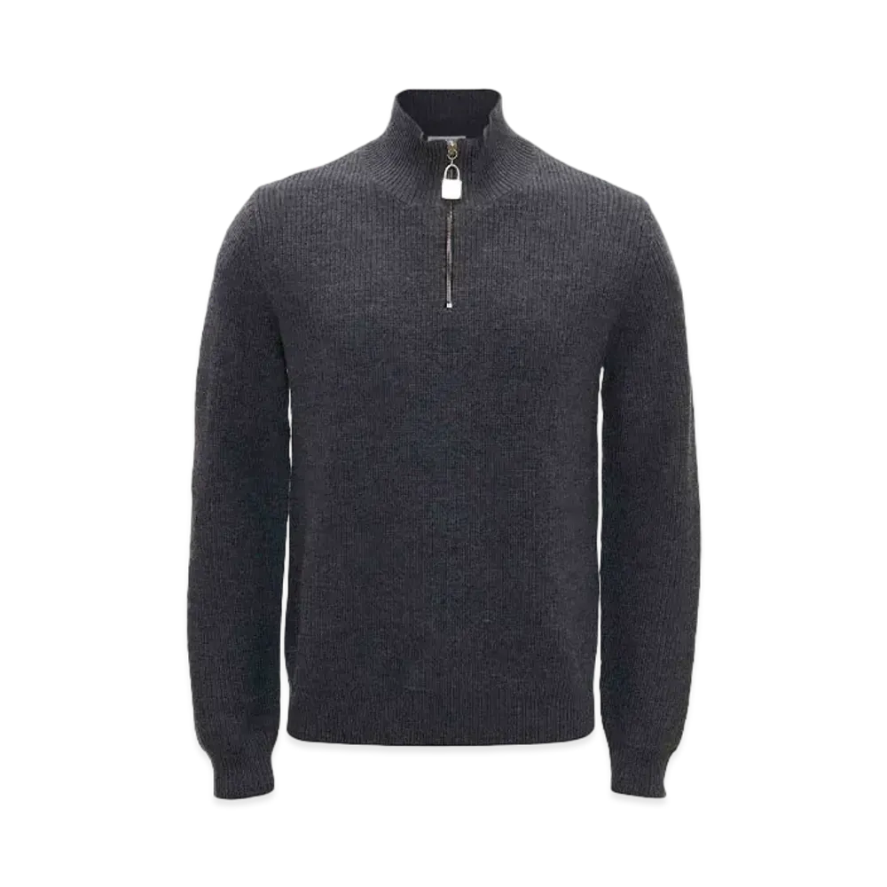 JW ANDERSON Padlock Puller Henley Jumper "Charcoal Melange"