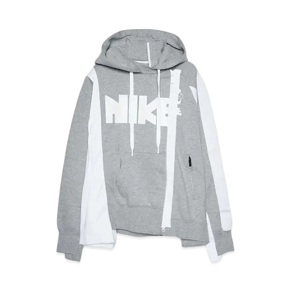 Nike x Sacai Double Zip Hoodie "Dark Grey Heather/White"