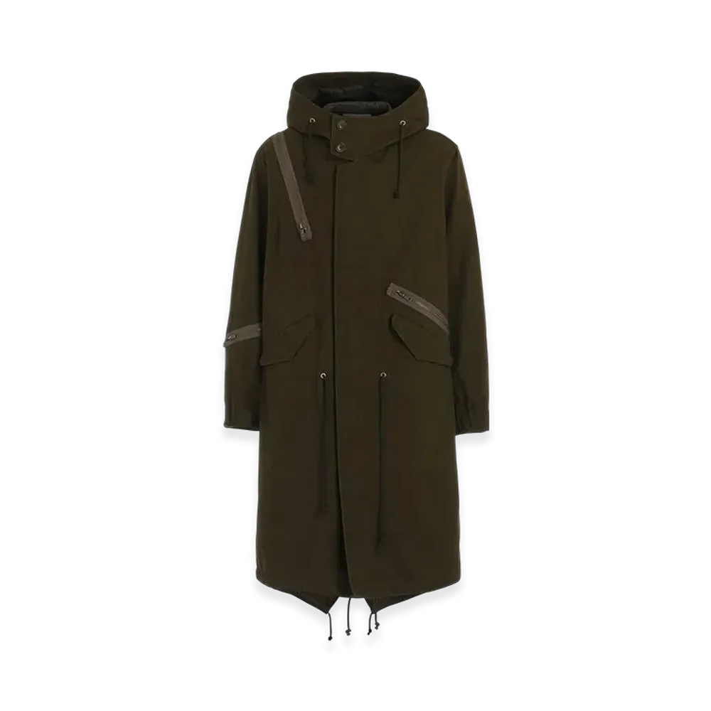 S'YTE Cotton Drill Zipper Mods Coat "Khaki Green"