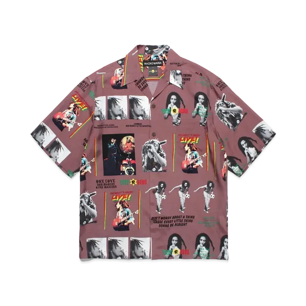 WACKO MARIA x BOB MARLEY Hawaiian Shirt "Burgundy"