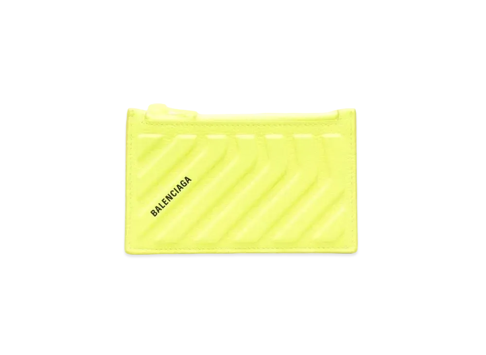 BALENCIAGA Car Long Coin And Card Holder In Grained Calfskin "Yellow"