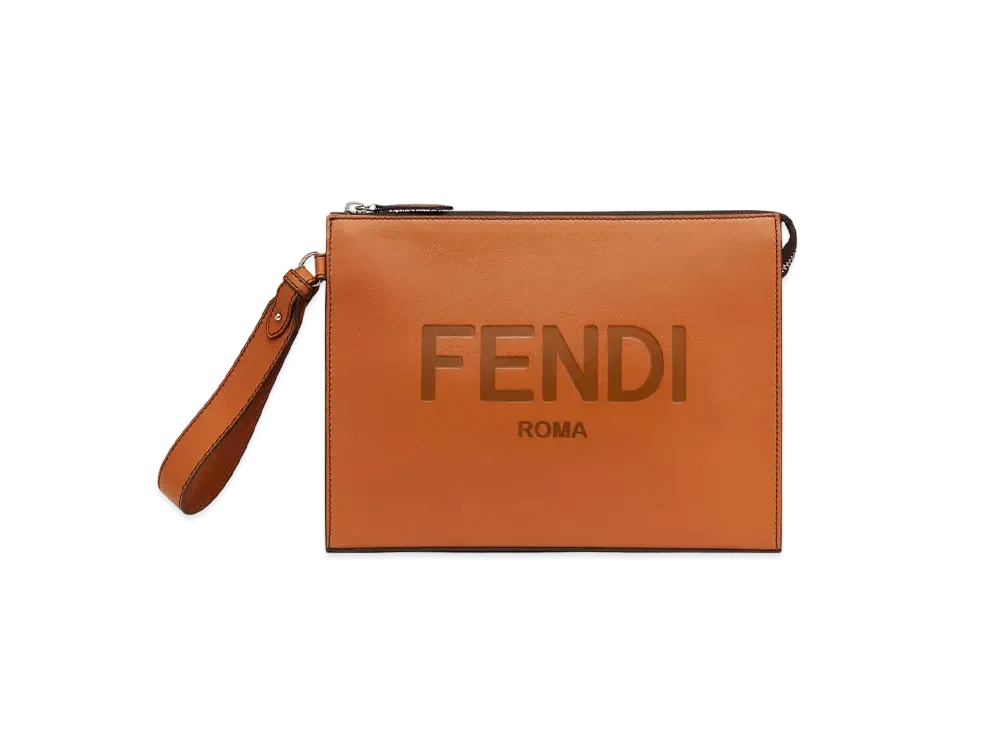 FENDI Flat Slim Clutch Leather Slim Clutch "Brown"