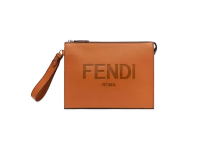 FENDI Flat Slim Clutch Leather Slim Clutch "Brown"