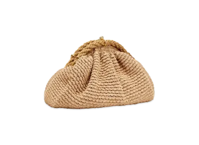 FENDI Shell Cotton-Crochet Pochette "Beige"