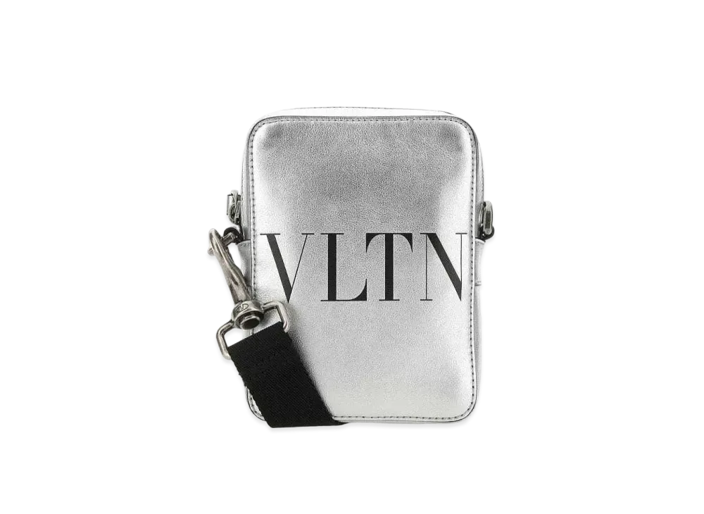 Valentino VLTN Leather Small Crossbody Bag "Silver/Black"