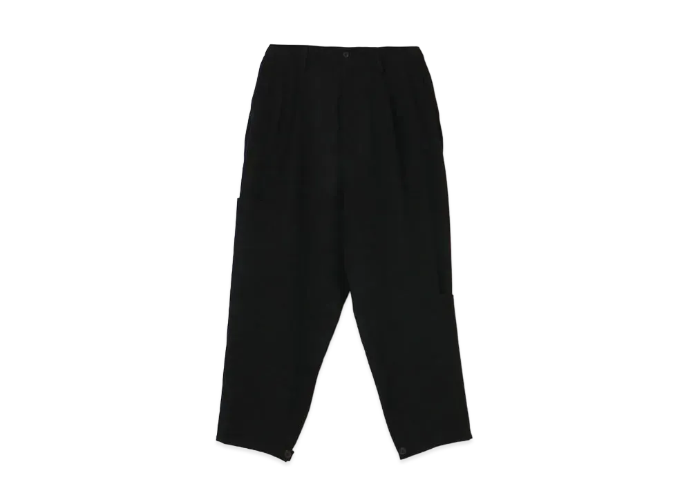 Yohji Yamamoto Pour Homme ARMY GABARDINE SIDE BUTTON OPEN PANTS "Black"