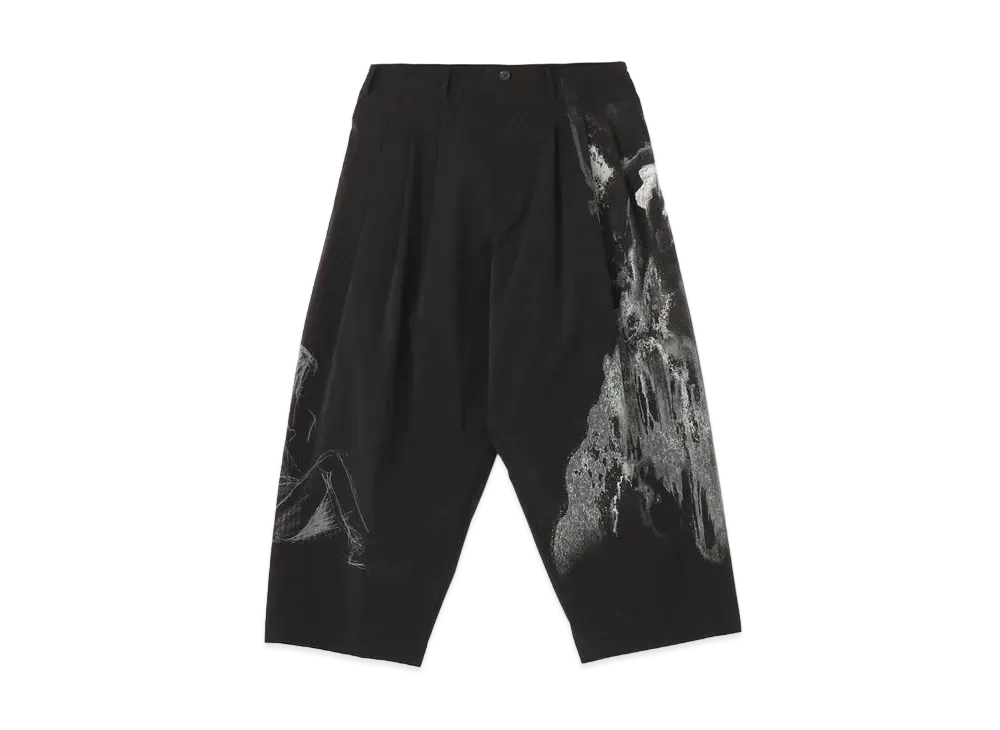 Yohji Yamamoto Pour Homme <PIECE UNIQUE>SKETCH PRINT 3TUCK PRINT WIDE PANTS "Black"