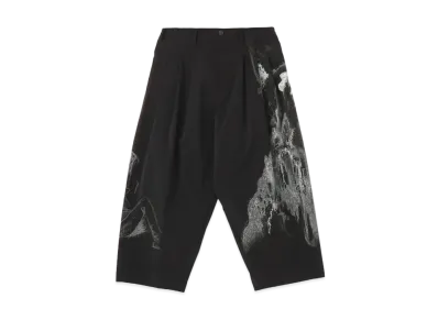 Yohji Yamamoto Pour Homme <PIECE UNIQUE>SKETCH PRINT 3TUCK PRINT WIDE PANTS "Black"