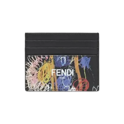 FENDI Card Case Leather Card Case "Black"