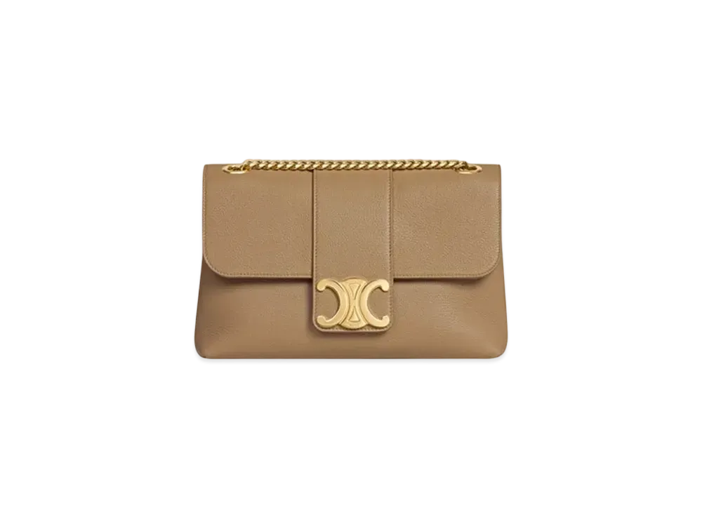 CELINE Medium Celine Victoire Bag in Supple Grained Calfskin "Smoked Brown"