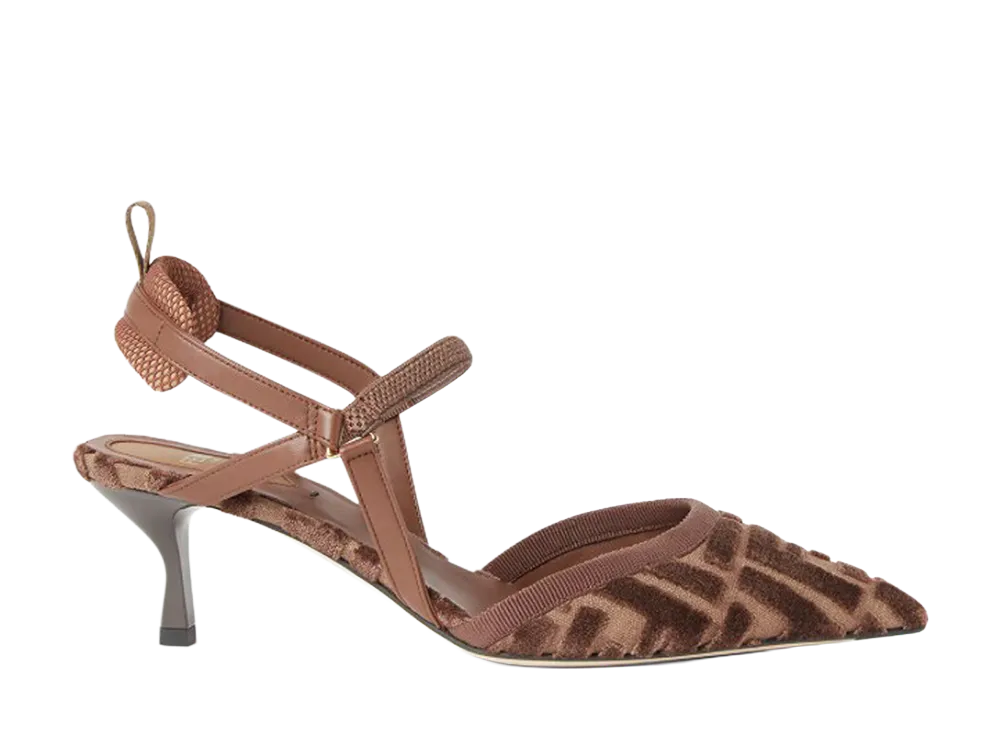 FENDI Women's Slingback Colibri Lite in Velvet FF "Nude and Neutrals"