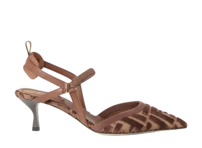 FENDI Women's Slingback Colibri Lite in Velvet FF "Nude and Neutrals"