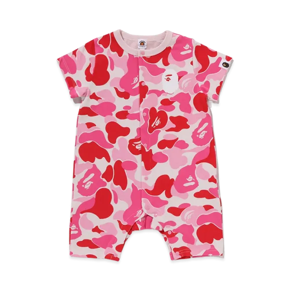 A BATHING APE Kids ABC Camo Ape Head Rompers "Yellow"