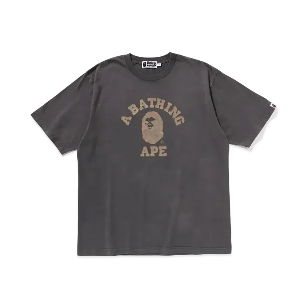 A BATHING APE Overdye College Relaxed Fit Tee "Charcoal"