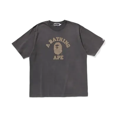 A BATHING APE Overdye College Relaxed Fit Tee "Charcoal"