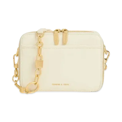 CHARLES & KEITH Lock & Keychain Handle Bag "Cream"
