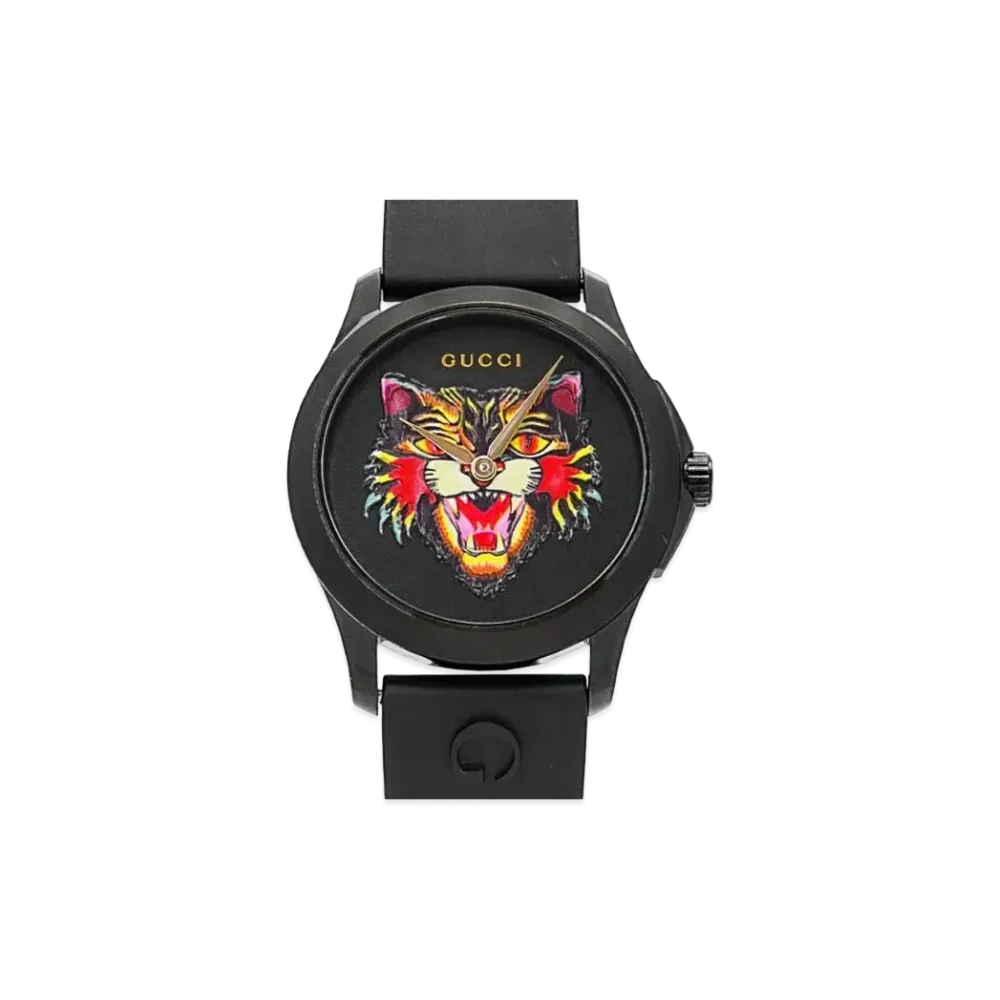 GUCCI G Timeless Angry Cat "Black/Stainless Steel"