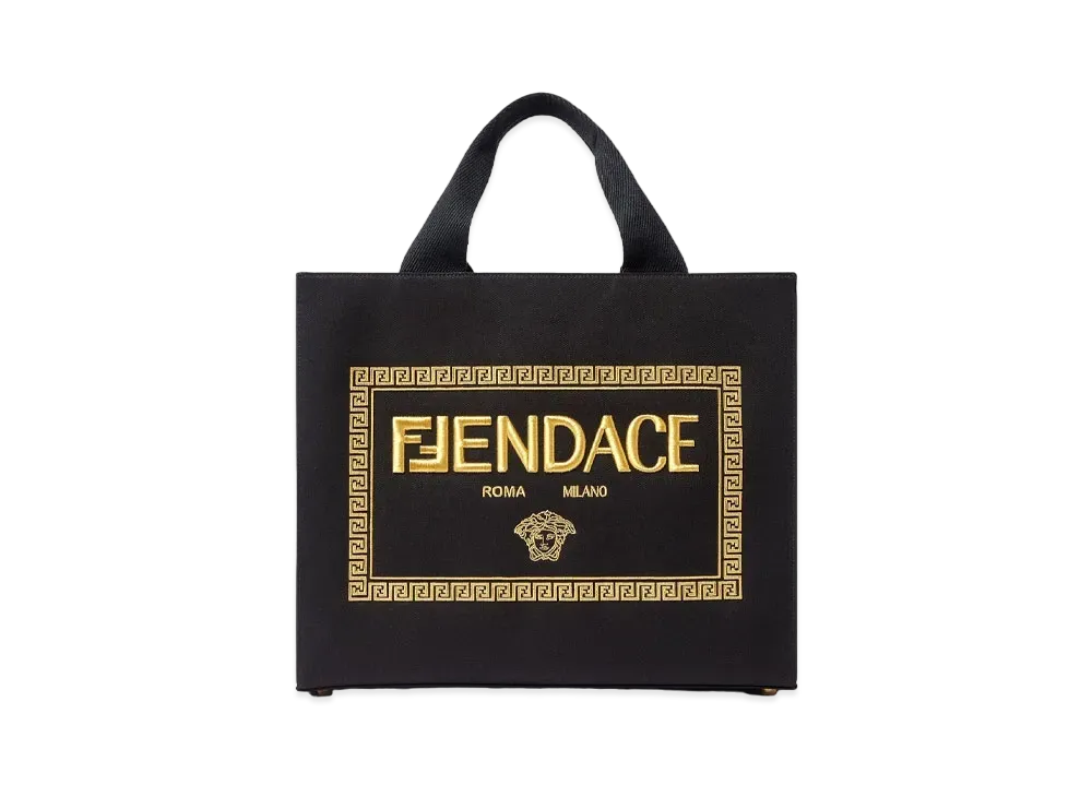 FENDI x Versace Fendace Logo Medium Tote Bag "Black"