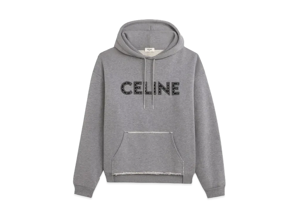 セリーヌ スタッズ付き ルーズスウェットシャツ / コットン "グレー/ブラック" 2Y309052H.09GB