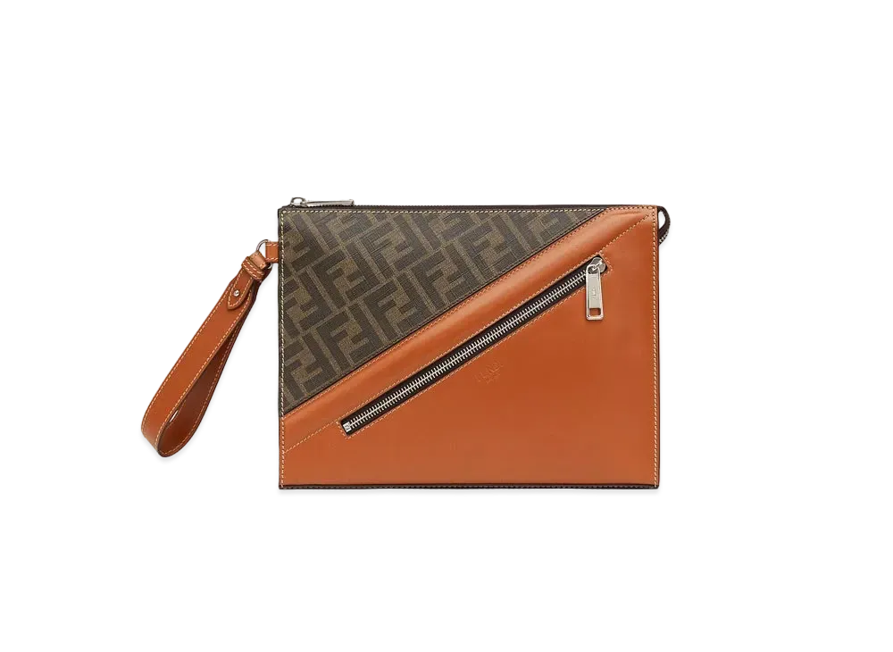 FENDI Flat Slim Clutch Fabric Slim Clutch "Brown"