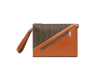 FENDI Flat Slim Clutch Fabric Slim Clutch "Brown"