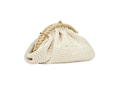 FENDI Shell Cotton-Crochet Pochette "White"