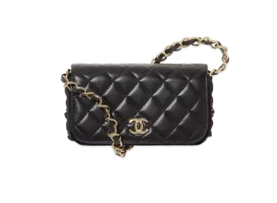 CHANEL Flap Fone Case Lambskin & Croche "Black"