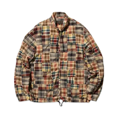 BEAMS Swing Jacket Patchwork Madras "Beige"
