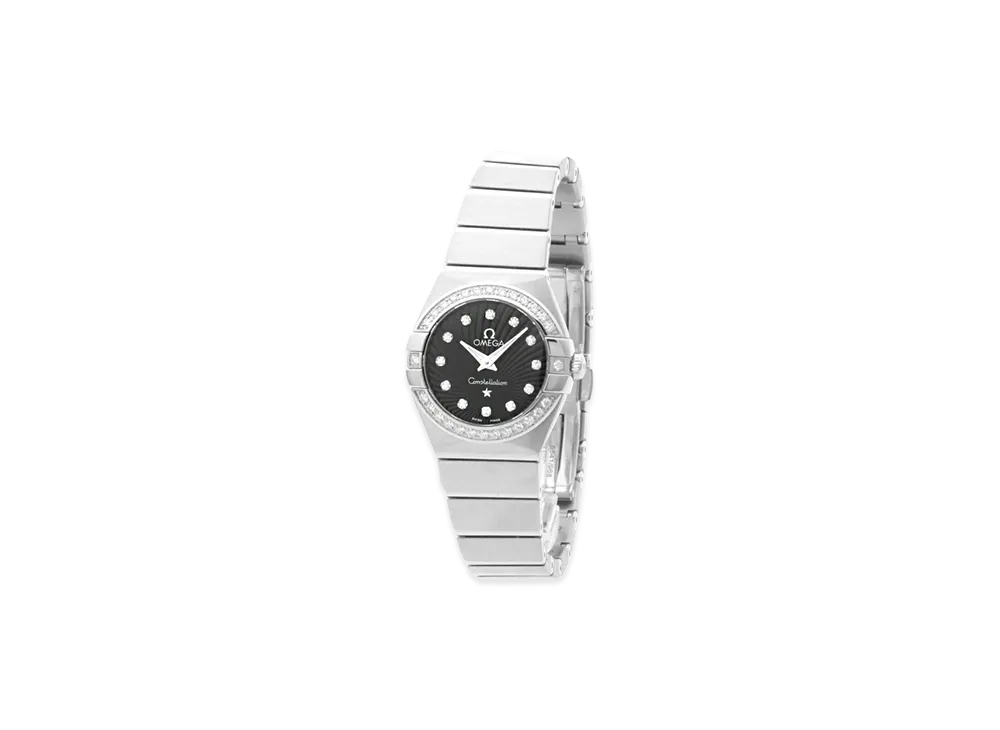 OMEGA Women's Constellation 12P Diamond Bezel Quartz 24mm "Silver/Black"