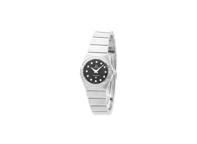 OMEGA Women's Constellation 12P Diamond Bezel Quartz 24mm "Silver/Black"