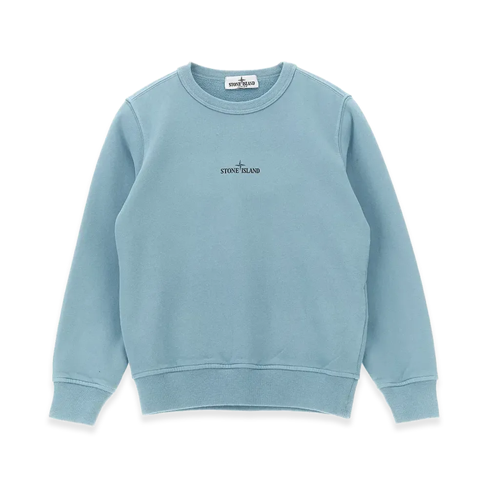 Stone Island Kids Front And Back Print Sweatshirt "Light Blue"