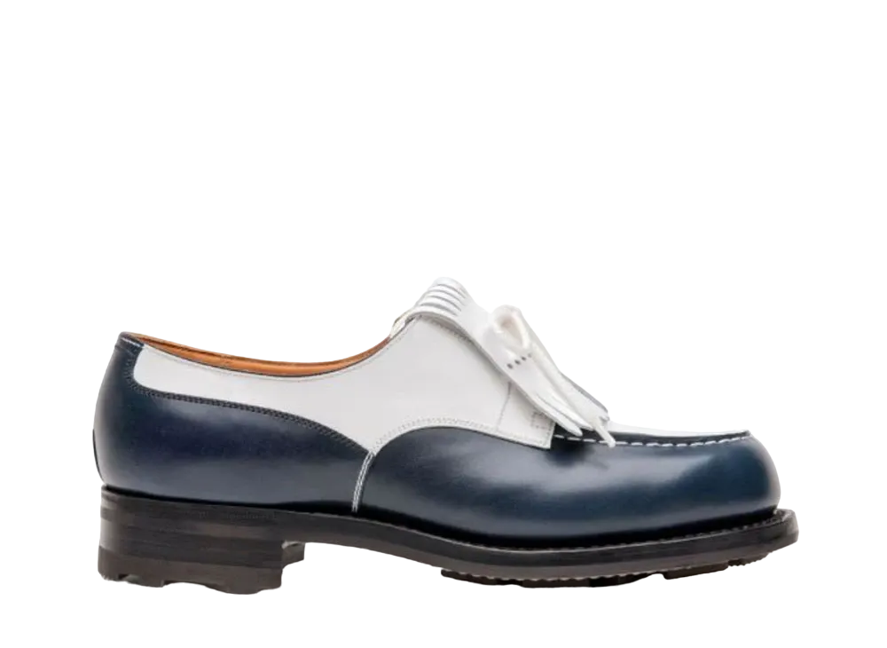 J.M.Weston Women's Golf Derby #641 D Box Calf "Blue/White" 123505064111-derby All Terrain Rubber Sole