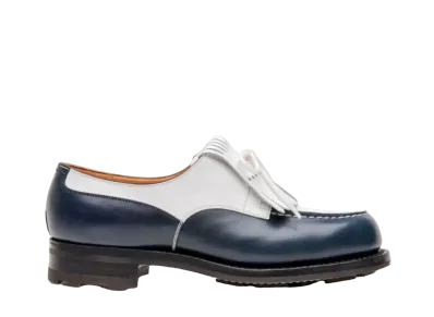 J.M.Weston Women's Golf Derby #641 D Box Calf "Blue/White" 123505064111-derby All Terrain Rubber Sole