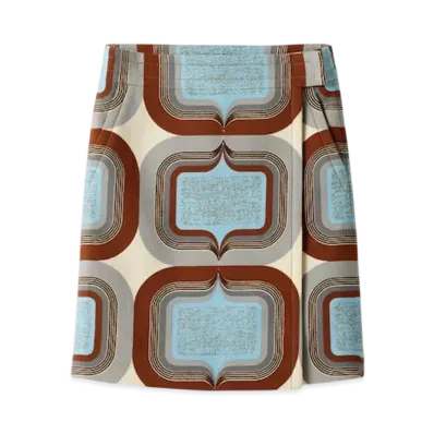 MIUMIU Women's Printed Natte Skirt "Ivory/Sky Blue"