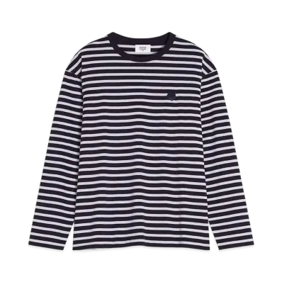 Maison Kitsune Bold Fox Head Patch Comfort Marine T-Shirt "Navy Stripes"