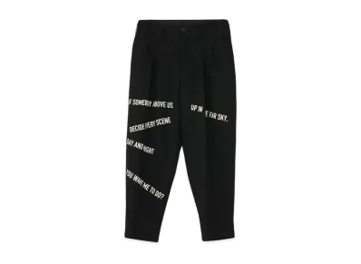 Yohji Yamamoto Pour Homme MESSAGE PRINT ARMY GABARDINE 2 TUCK PANTS "Black"
