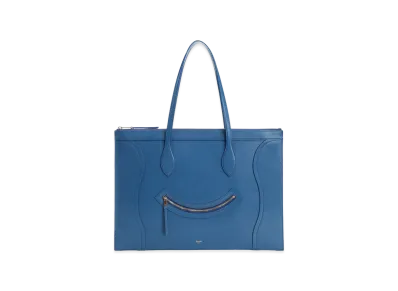 CELINE Women's Flat Cabas Luggage Glossy Calfskin "Blue"