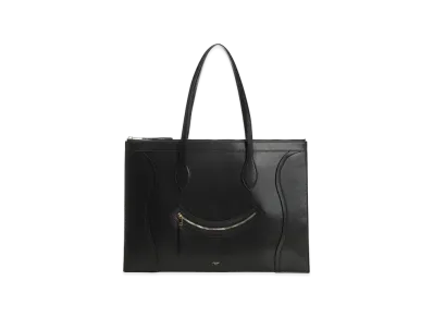 CELINE Women's Flat Cabas Luggage Glossy Calfskin "Black"