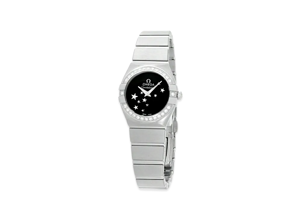 OMEGA Women's Constellation Star Blue Bezel Diamond Quartz "Silver/Black"